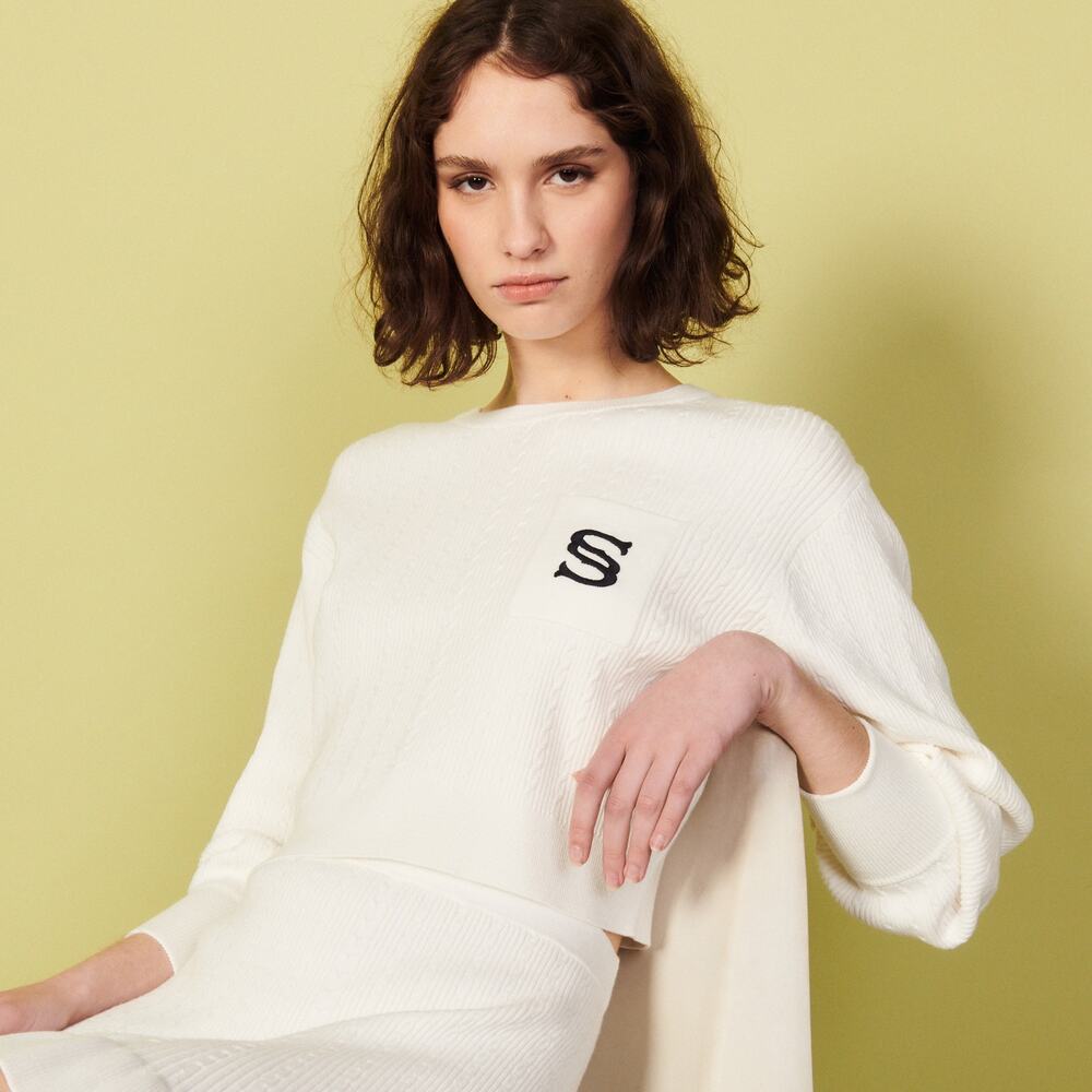 SANDRO Women's Dorian Cropped Sweater In Ecru
